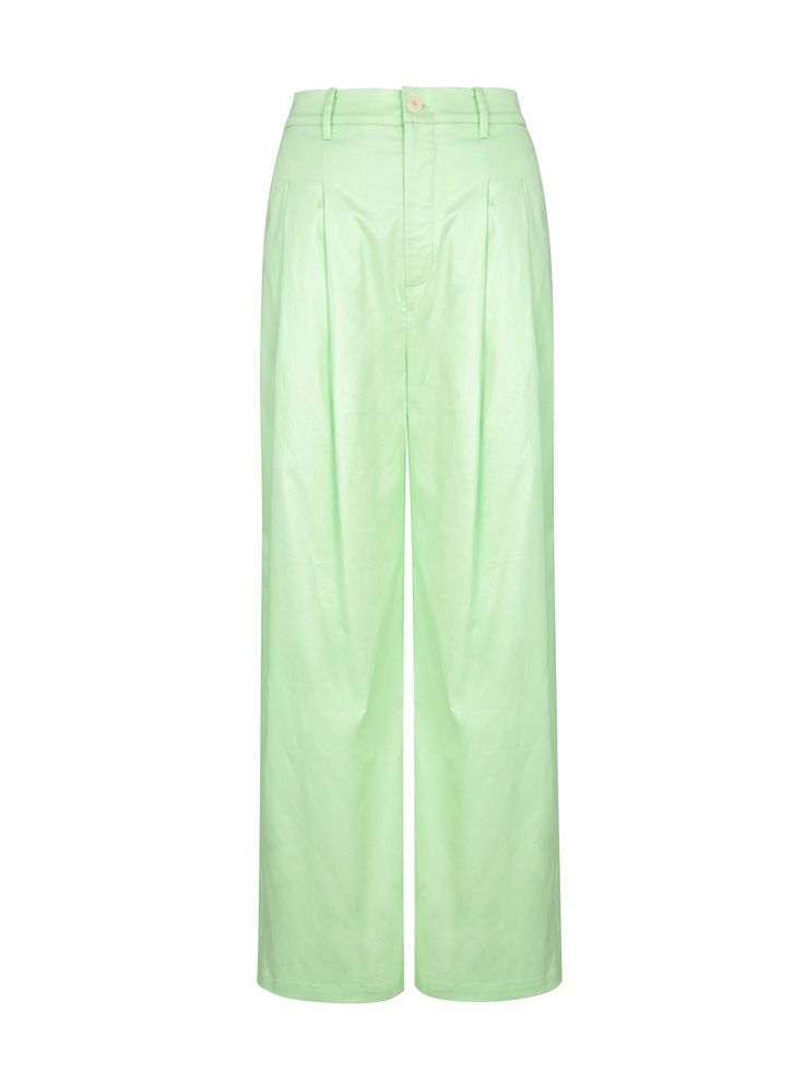 Details: Light green simple casual cotton pants Classic pleated design at the waist Side pockets Loose leg Materials & Care: Cotton 97.4%, Spandex 2.6% Hand wash | Dry clean Do not bleach Size & Fit: Model is 5'7", Bust 32, Waist 24, Hips 35, wearing a size S Item #: WM2PA21 Green Relaxed Fit Pants, Green Relaxed Fit Straight Pants, Spring Casual Light Green Bottoms, Chic Green Relaxed Fit Bottoms, Green High-waisted Cotton Bottoms, Green Cotton High-waisted Pants, Green Relaxed Fit Trousers, Chic Green Cotton Pants, Spring Green Pleated Bottoms