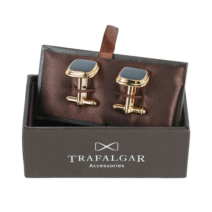 The dapper Black Lacquer Cushion Cufflinks set in either gold or rhodium is a must-have for every man. The 2 piece cufflink set perfectly finishes off your formal wear, creating a distinguished look. This handsome and polished 2 piece cufflink set is excellent for weddings, interviews, charity events, and more. A sophisticated look is completed by paying attention to the details. These cufflinks also make a wonderful gift idea for that special man in your life. Made of Rhodium and Gold Black lac Onyx Cufflinks, Charitable Giving, Charity Events, Gold Cufflinks, Cufflink Set, Black Lacquer, Paying Attention, Michael Kors Hamilton, Every Man