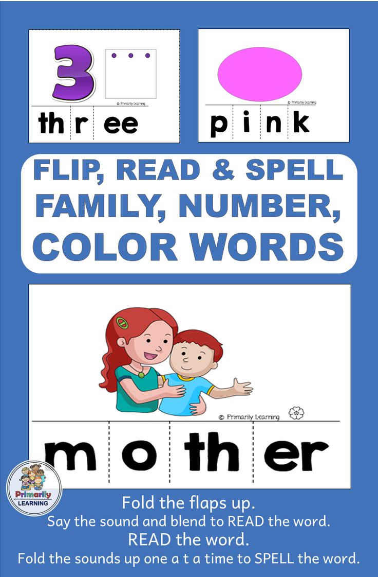 a blue and white poster with the words mother, read and spell on it's side