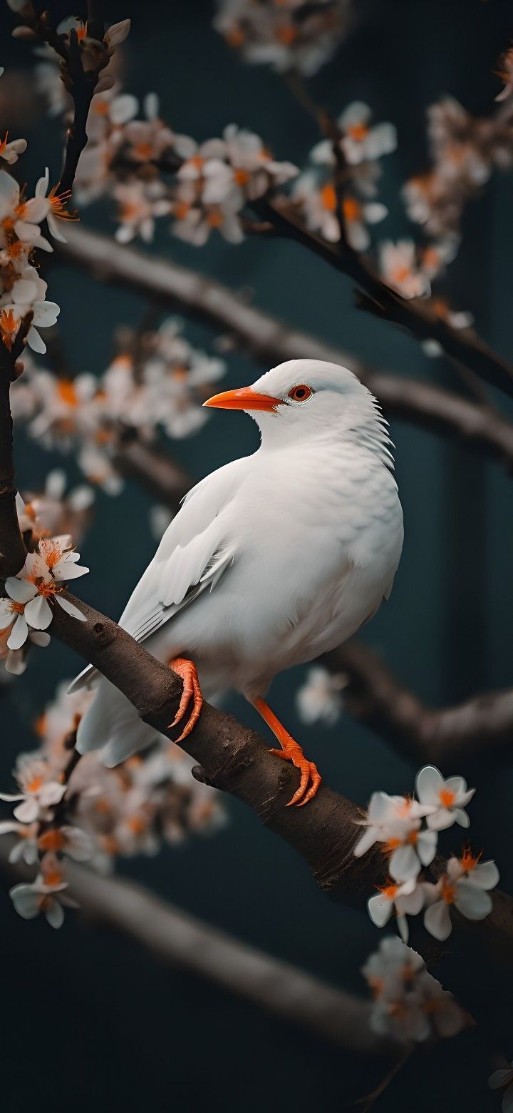 a white bird sitting on top of a tree branch