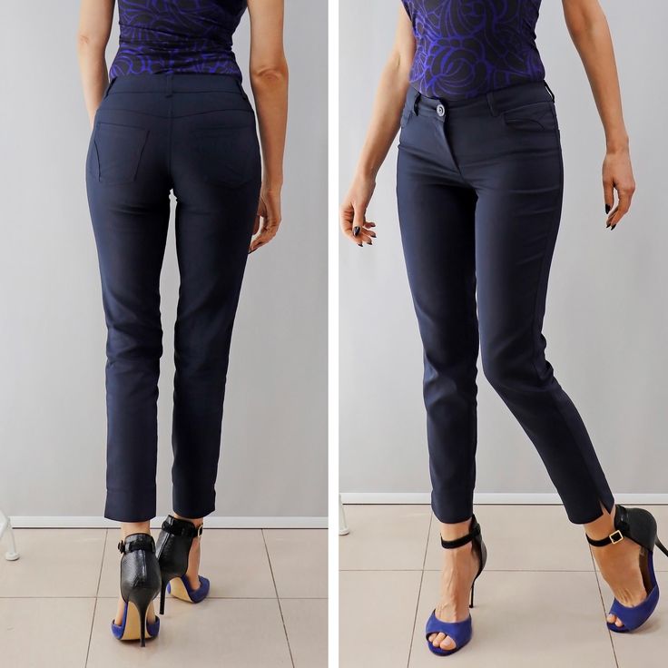 Stretch jeans line pants Material: cotton and polyester Fabric: cotton-60%polyester-36%lycra-4% Details - a belt with loops and a button - a zipper - jeans front pockets - pockets on the back - yoke on the back - slits down on the hem SIZES: Tops and Bottoms Size XS                                                                                                  bust- around 34" / 84 cm  waist- around 24''/ 62 cm hips- around 34''/ 86 cm Size S bust- around 35''/ 88 cm waist- around 26''/ 66 cm h Slim Fit Bottoms With Pockets, Fitted Jeans With Pockets For Business Casual, Fitted Jeans With Pockets, Ankle-length, Fitted Jeans With Pockets And Ankle-length, Fitted Ankle-length Jeans With Pockets, Fitted Ankle-length Jeans, Elastane Jeans For Workwear, Business Casual Stretch Straight Jeans, Stretch Straight Jeans For Business Casual