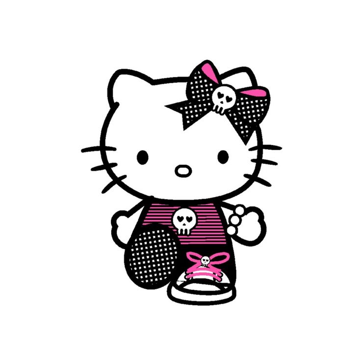 a hello kitty wallpaper with a skull and bow on it's head,