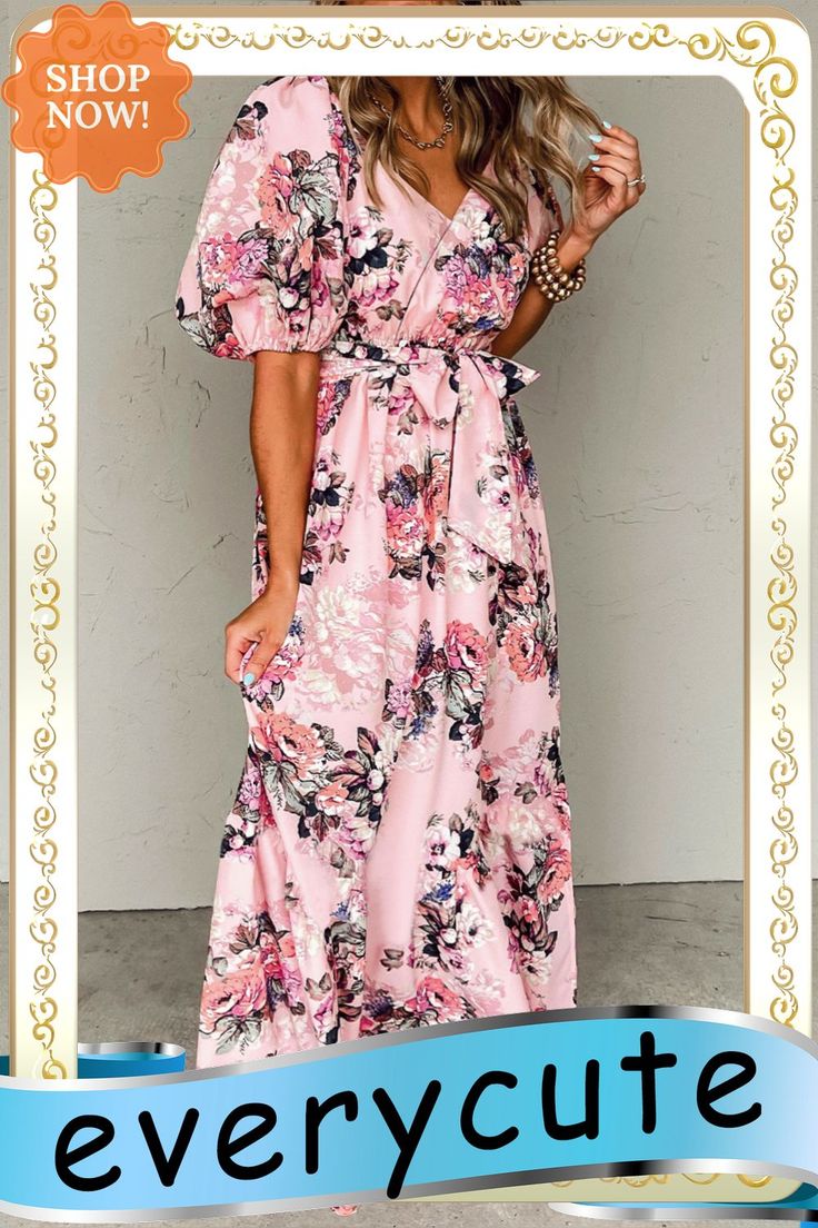 Pink Floral Puff Sleeve High Waist Maxi Dress High Waist Maxi Dress, Women Dresses, Dresses Maxi, Maxi Dresses, Pink Floral, Puff Sleeve, High Waist, Maxi Dress, High Waisted