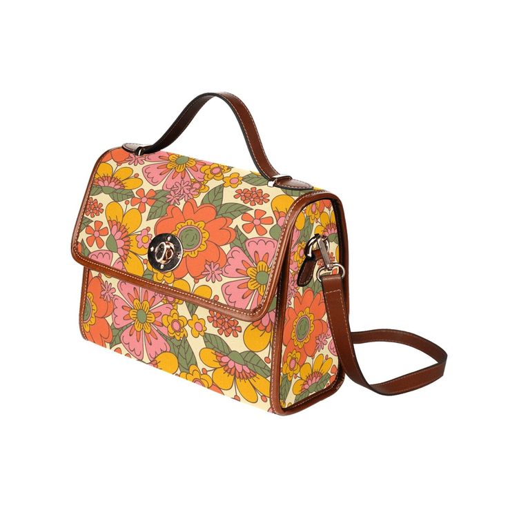 Women's Handbag, Retro Handbag, Women's Purse, Mod 60s, 70s Style bag, 70s Style purse, Floral Handbag, Floral Purse, 70s inspired,60s Style Custom handmade to order. Designed in California. Manufactured overseas. I designed this handbag to celebrate the 60s and 70s era with a cute mod floral pattern print. It comes with a removable shoulder straps as well. A great classic for your retro style outfit and goes with everything even in today's fashion! I hope you enjoy my design. Material: high-gra Vintage Satchel With Detachable Strap For On-the-go, Vintage Rectangular Satchel For On-the-go, Retro Rectangular Box Bag For Everyday Use, Retro Flap Bag With Detachable Strap For Daily Use, Retro Crossbody Flap Bag With Detachable Strap, Retro Flap Bag With Detachable Strap For Travel, Retro Box Shoulder Bag With Removable Pouch, Retro Travel Crossbody Box Bag, Retro Shoulder Box Bag With Removable Pouch