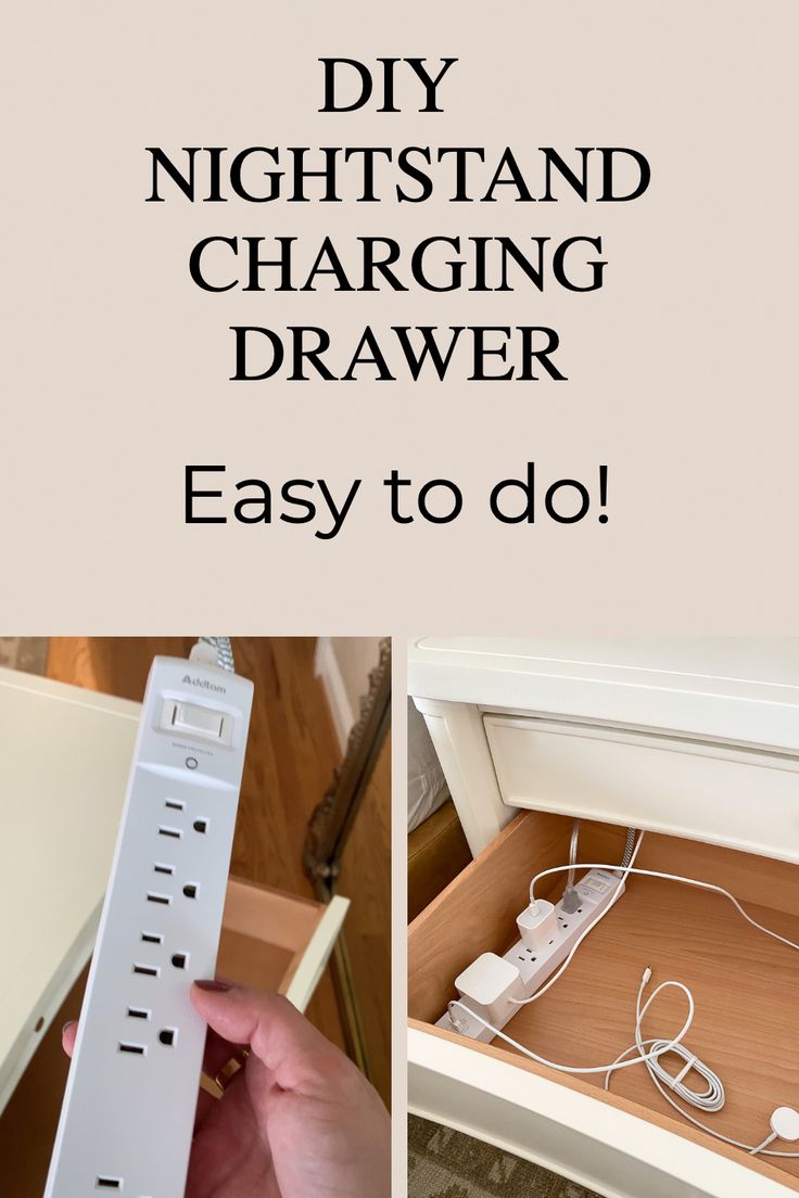 the diy night stand charging drawer is easy to do