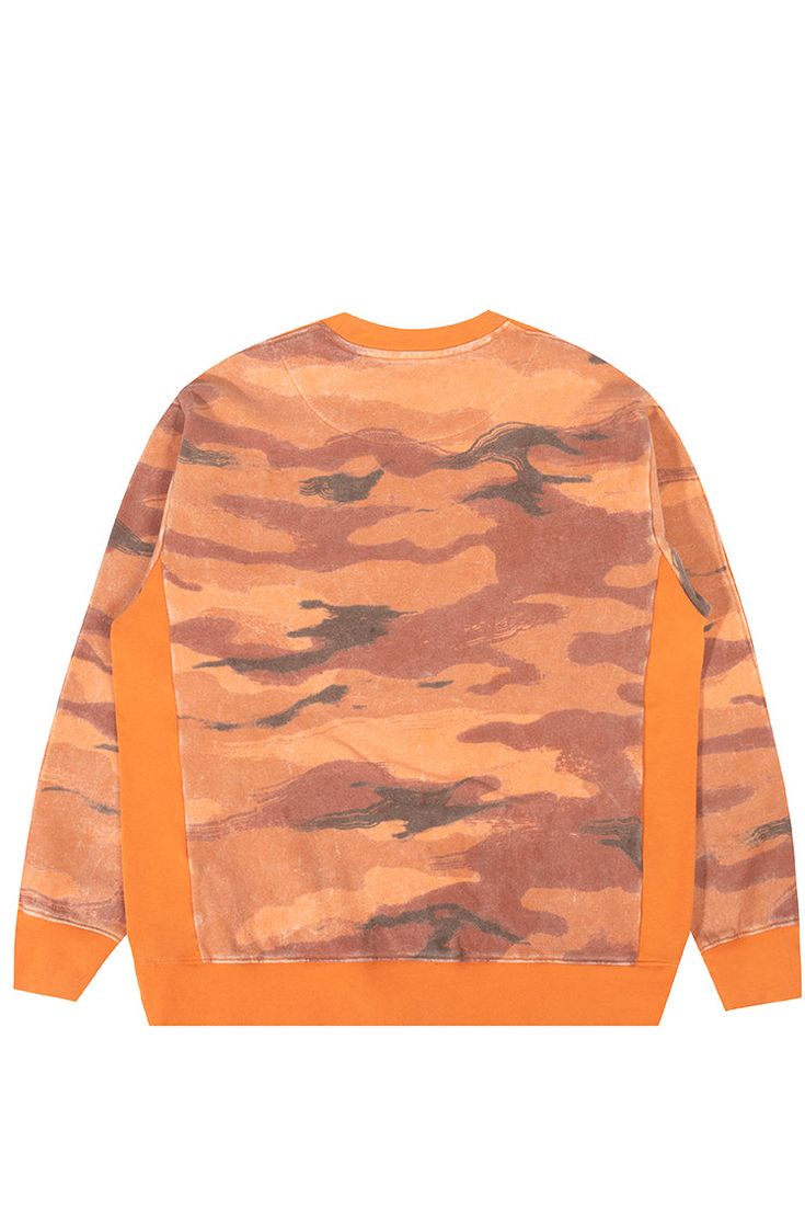 80% Cotton, 20% Polyester material Garment washed Camo pattern on back body & back of sleeves Oversize fit Ribbed side panels 1x1 rib collar, cuffs & waistband Embroidered logo at left chest Solid Bomb label at side seam Colors: Black, Orange, Brown Sizes: S-M-L-XL-2XL Acid Wash Cotton Tops For Winter, Acid Wash Tops For Winter Streetwear, Acid Wash Washed Tops For Fall, Relaxed Fit Acid Wash Tops With Ribbed Cuffs, Acid Wash Cotton Tops With Ribbed Cuffs, Acid Wash Cotton Top With Ribbed Cuffs, Brown Crew Sweatshirt For Streetwear, Brown Crew Neck Sweatshirt For Streetwear, Brown Tops With Ribbed Cuffs For Streetwear