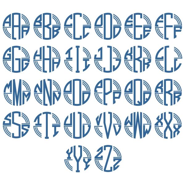 the letters and numbers are drawn in blue ink on a white background, each with different font