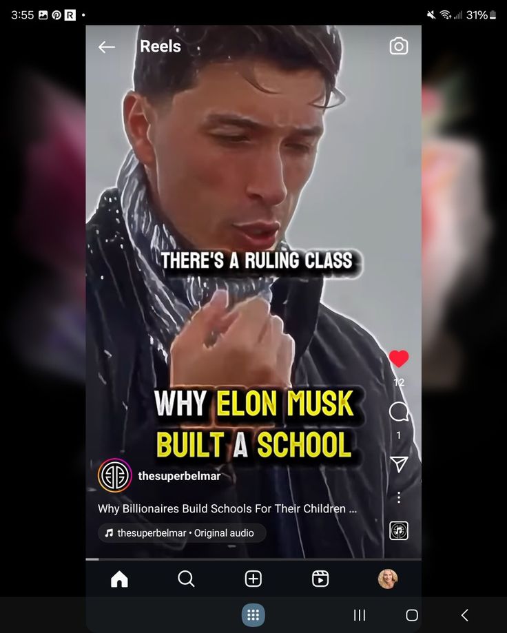 a man is holding his hands together with the caption that reads, there's a ring class why elon musk built a school