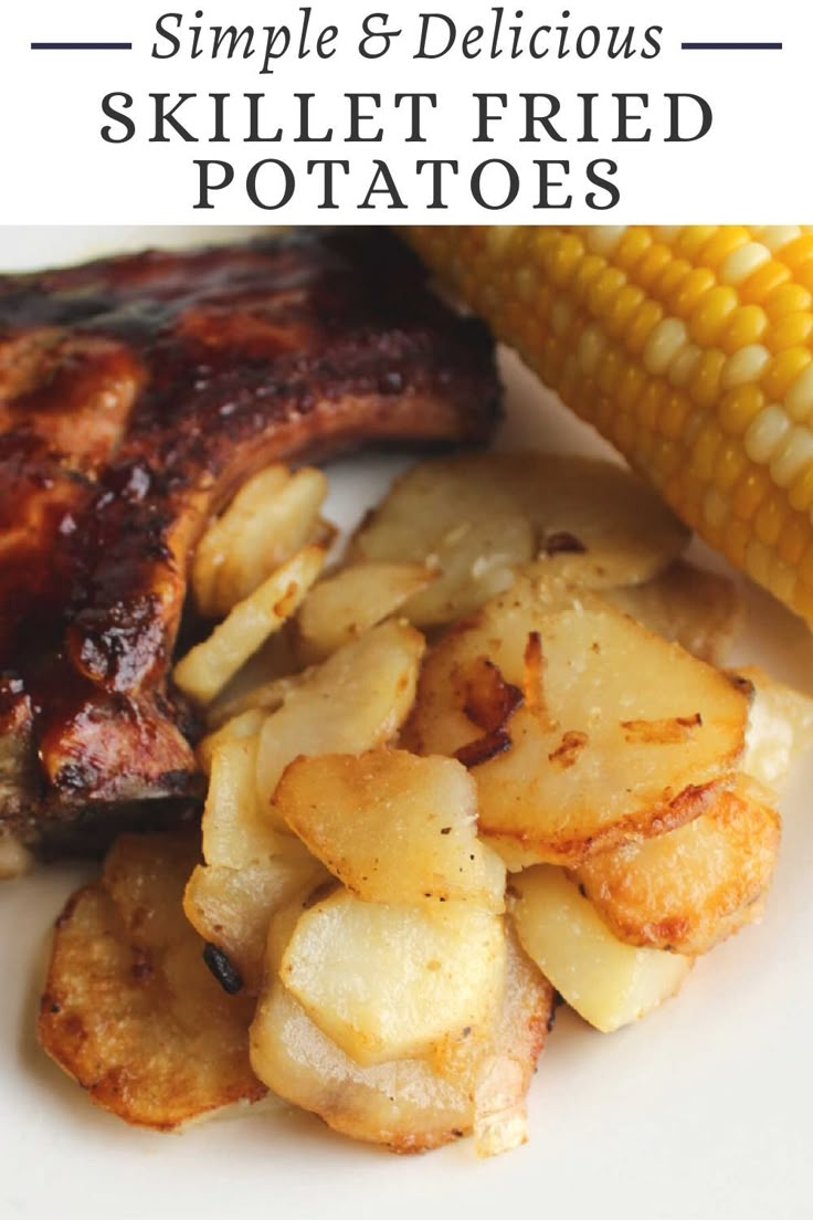 grilled potatoes and corn on the cob with text overlay