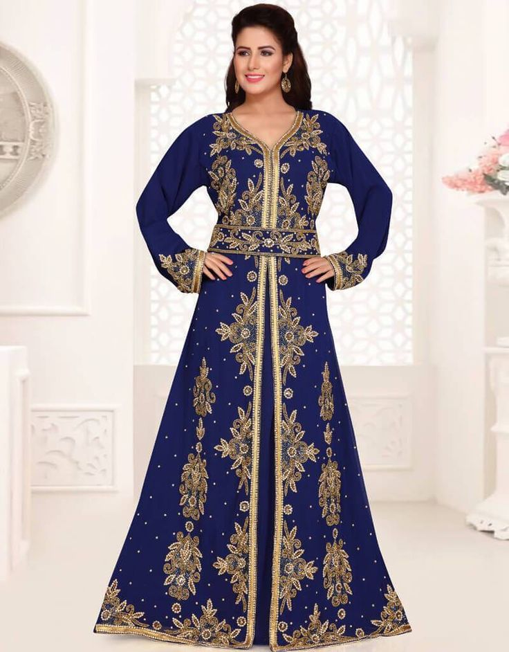 Eid Anarkali Blue Kaftan, Anarkali Kaftan For Eid In Blue, Blue Anarkali Kaftan For Eid, Blue Anarkali Embroidered Kaftan, Anarkali Style Blue Kaftan For Wedding, Anarkali Style Embellished Long Sleeve Kaftan, Blue Zari Work Kaftan For Party, Blue Kaftan With Zari Work For Party, Blue Party Kaftan With Zari Work