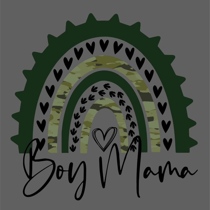 the word boy mama written in black ink on a grey background with an image of a rainbow