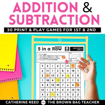 the brown bag teacher's addition and subtraction game is shown in this book