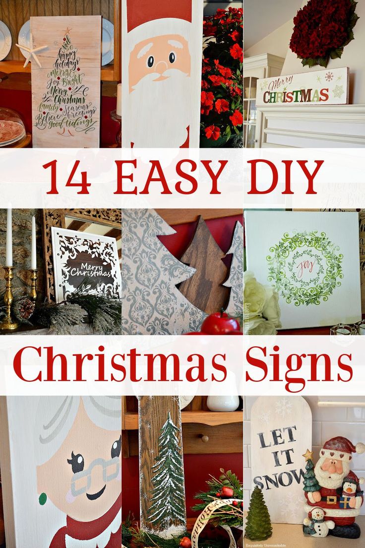 14 easy DIY Christmas Sign Ideas Diy Xmas Signs, Christmas Signs To Make, Large Christmas Signs Diy, Homemade Christmas Signs Wood, Christmas Plaques Ideas, Homemade Christmas Signs, Diy Painted Christmas Signs, Wooden Christmas Signs Diy, Christmas Wood Signs Diy