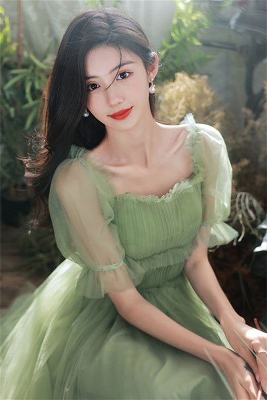 Princess green A-line short party dress features an off-the-shoulder neck, short sleeves, and a lace-up back. SKU: 2779 Free Shipping Ship in 7-10 business days Material: Tulle Fully lined Built-in bra Size: US 2-16. We offer free returns in 7 days. Please refer to our return policy page for more details. Green Tulle, Short Party Dress, A Line Shorts, Photo Colour, Bra Sizes, Off The Shoulder, Party Dress, A Line, Short Sleeves