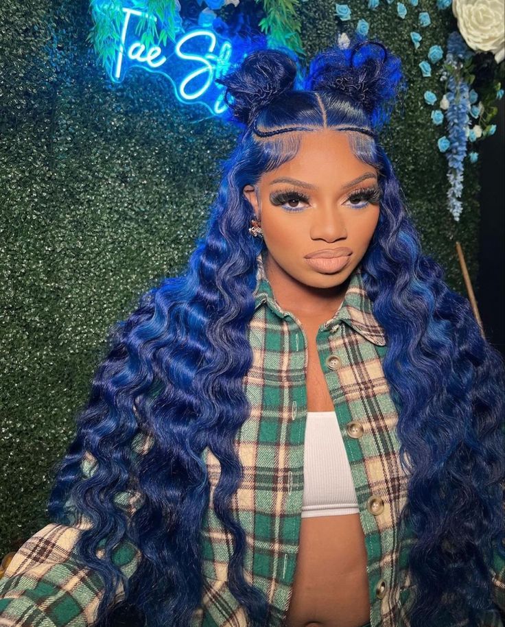 Blue Lace Front Wig, 19 Birthday, Deep Wave Human Hair, Loose Deep Wave, Frontal Wig Hairstyles, Dyed Hair Inspiration, Birthday Hair, Hair Twist Styles, Pretty Hair Color