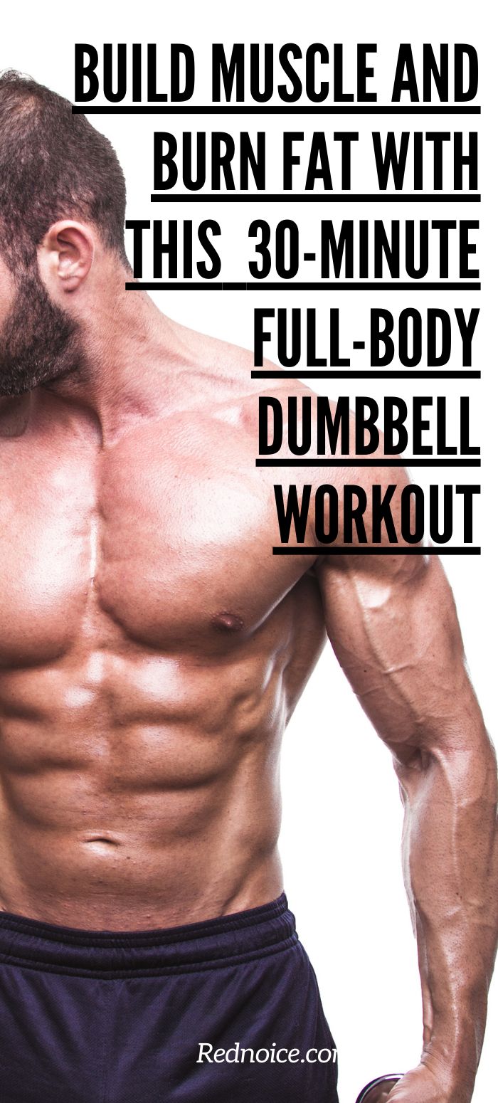 A strong and ripped man in 30s doing dumbbell exercises to build muscle and  burn fat. At Home Workouts For Men Dumbbells, Mens Dumbell Full Body Workout, Weights Workout Men, Best Dumbbell Exercises For Men, 30 Minute Workout For Men, Over 40 Exercise Plan For Men, Workout Plan For Men At Home, Mens Home Workout Plan, At Home Dumbell Workout Men