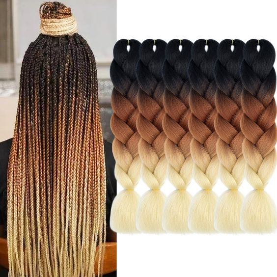 PRICES MAY VARY. Package:Jumbo Braiding Hair Made with Soft high temperature synthetic，Suitable for braiding，Lenth:24 Inch, 6 Packs/Lot. Weight: 100g/pack, Total 600g，with some gifts. Material:Ombre Braiding Hair no fade, no shedding, no smell, easy to crochet, braid and twist, hold texture well,Multiple colors Braided hair has a variety of colors, Two Tone，Three Tone，Four Tone,bright and real colors, natural gradients. Application：Braids Suitable for people of different ages. You can Braiding t 3 Tone Braids, Gold Ombre Hair, Ombre Twist, Pre Stretched Braiding Hair, Different Shades Of Blonde, Ombre Box Braids, Braiding Hair Colors, Ombre Braiding Hair, Colored Box Braids