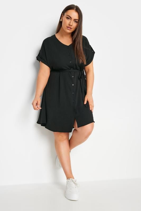 Shop YOURS Curve Black Utility Shirt Dress at Yours Clothing. Discover women’s plus size clothing in sizes 10-36 with fast delivery. Plus Size Summer Outfits Big Stomach, Black Plus Size Dress, Get Summer Ready, Elegant Wedding Guest Dress, Plus Size Summer Outfits, Plus Size Mini Dresses, Utility Shirt, Plus Swimwear, Stylish Plus