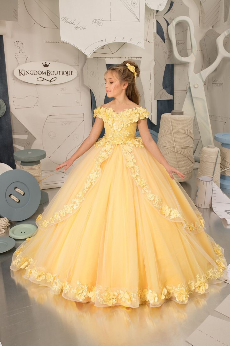 "Gorgeous yellow flower girl dress with multilayered skirt, lace corset with buttons, lacing. Specially designed of unique girls dress pattern for your chic special occasions, wedding, birthday, first communion, pageant, bridesmaid party, Christmas. Item material:   upper layer of the skirt - tulle with lace applique middle layer of the skirt - tulle lower layer of the skirt - taffeta corse t- satin with lace applique, lacing, buttons. Size: 12m-2-3-4-5-6-7-8-9-10 The size chart is the picture of the listing. If your measurements do not match to those specified in the standard size chart, we can combine top from one size with length from another one. Please choose \"Custom\" size and specify in comments your measurements. For Custom orders if your size bigger than size chart :  max Chest - Dresses Long For Kids, Dress For Girls 10-12 Wedding Ideas, Dress For Girls 5-6, Dress For Kids 7-8, Dresses For 10-12, Party Dresses For Girls 10-12, Dress For Girls 10-12, Dresses For Girls 10-12