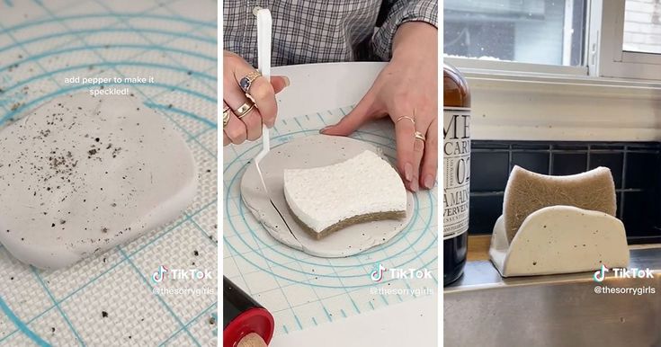 three pictures showing different stages of how to use an oven mitt for baking bread