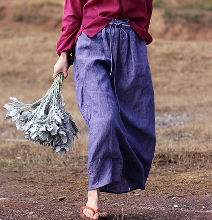 Elastic Waist Women Skirts Summer Simple Skirt,Organza fabric,soft and breathy,comfy and make you looks grace with this women Linen skirts.also could be made with any size. Material:Cotton Size(CM): Waist"69cm-80cm length:84cm Measuring Method: Click to view the measurement method Shipping: we ship worldwide the USPS takes about 10-15 days if you want a express shipping,please contact with us Payment: we accept payment by PayPal and credit card.if you would like paid by credit card,please choose Casual Spring Skirt With Loosely Fitted Hips, Casual Long Skirt With Loosely Fitted Hips, Casual Purple Skirt With Pockets, Casual Purple Skirt With Elastic Waistband, Bohemian Style Solid Color Lined Skirt Bottoms, Spring Bohemian Baggy Maxi Skirt, Spring Full-length Baggy Skirt, Bohemian Baggy Maxi Skirt For Spring, Bohemian Wide Leg Solid Color Skirt