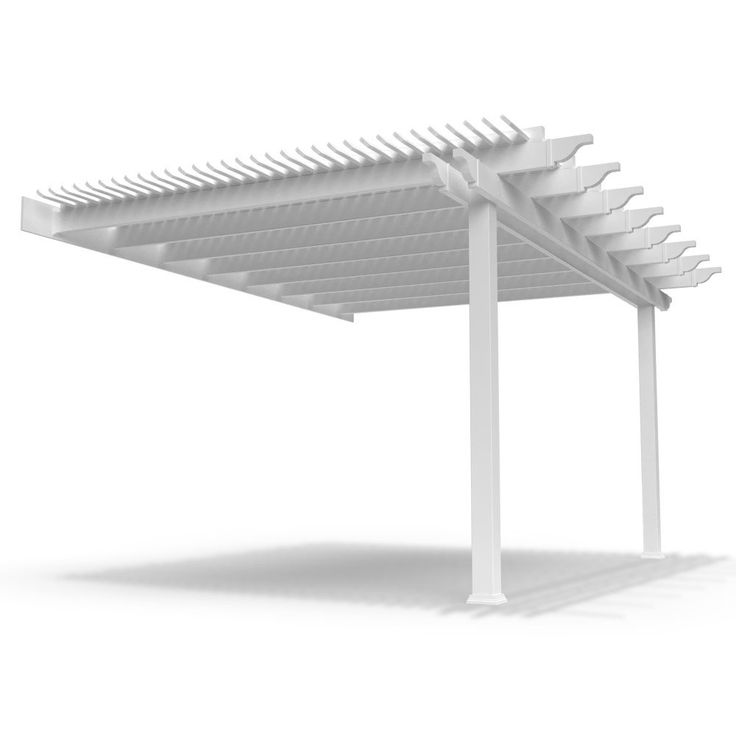 a white pergolated structure on a white background with shadows in the foreground