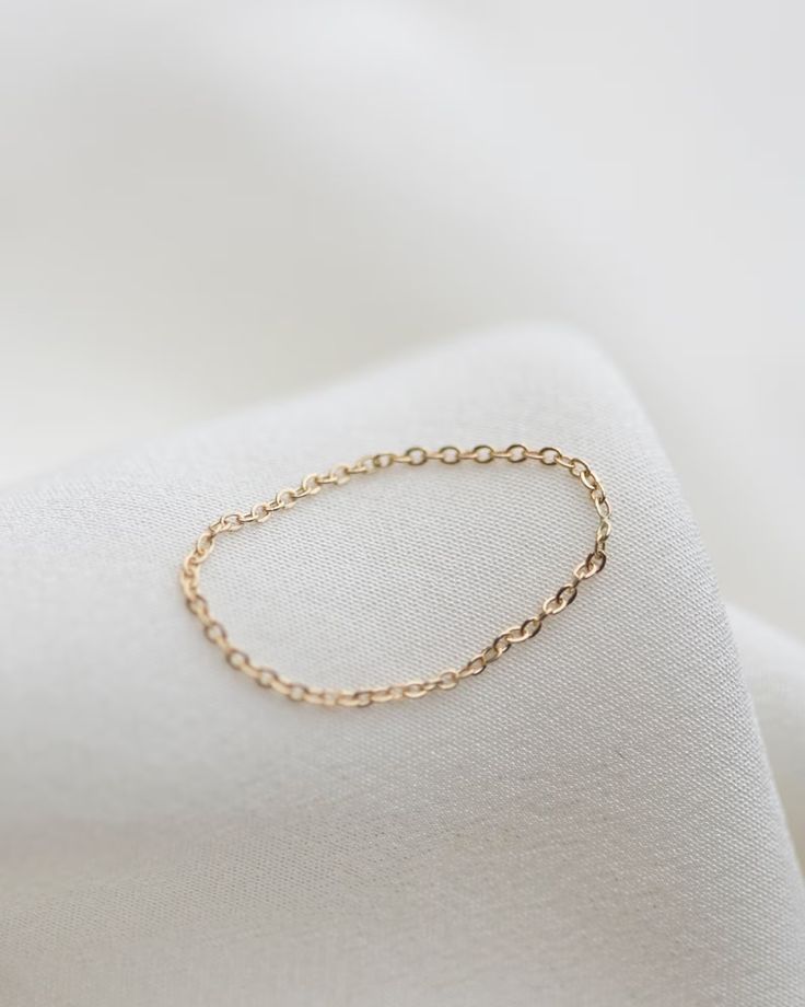 14k Dainty Chain Ring / Super Dainty Link Chain Ring / Barely There Ring Gold Rings / Chain Rings / Simple Stackable Chain Ring - Etsy Delicate Yellow Gold Chain Ring, Handwriting Necklace Custom, Rings Chain, Chain Rings, Dainty Chain, Everyday Rings, Belly Chain, Delicate Design, Cuban Link Chain