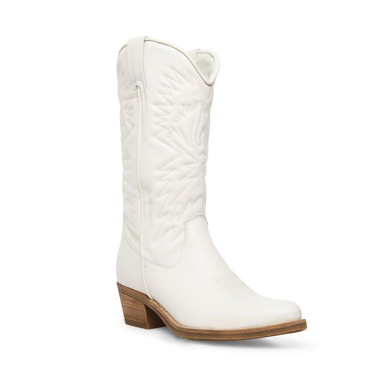 Saddle up in style with HAYWARD, a chic take on a Western boot. You can’t go wrong pairing these bad boys with jeans or a maxi dress. Rubber unit sole for all day comfort 2 inch heel height Size 6 measurements: 14.25 inch shaft top circumference, 11 inch shaft height Size 8 measurements: 14.5 inch shaft top circumference, 11.5 inch shaft height Size 10 measurements: 15.25 inch shaft top circumference, 12 inch shaft height Leather upper material Synthetic lining Synthetic sock Synthetic sole Impo Steve Madden Store, Nashville Outfits, Orthopedic Shoes, Western Boot, 2 Inch Heels, Belleza Natural, Western Style, Western Boots, White Leather