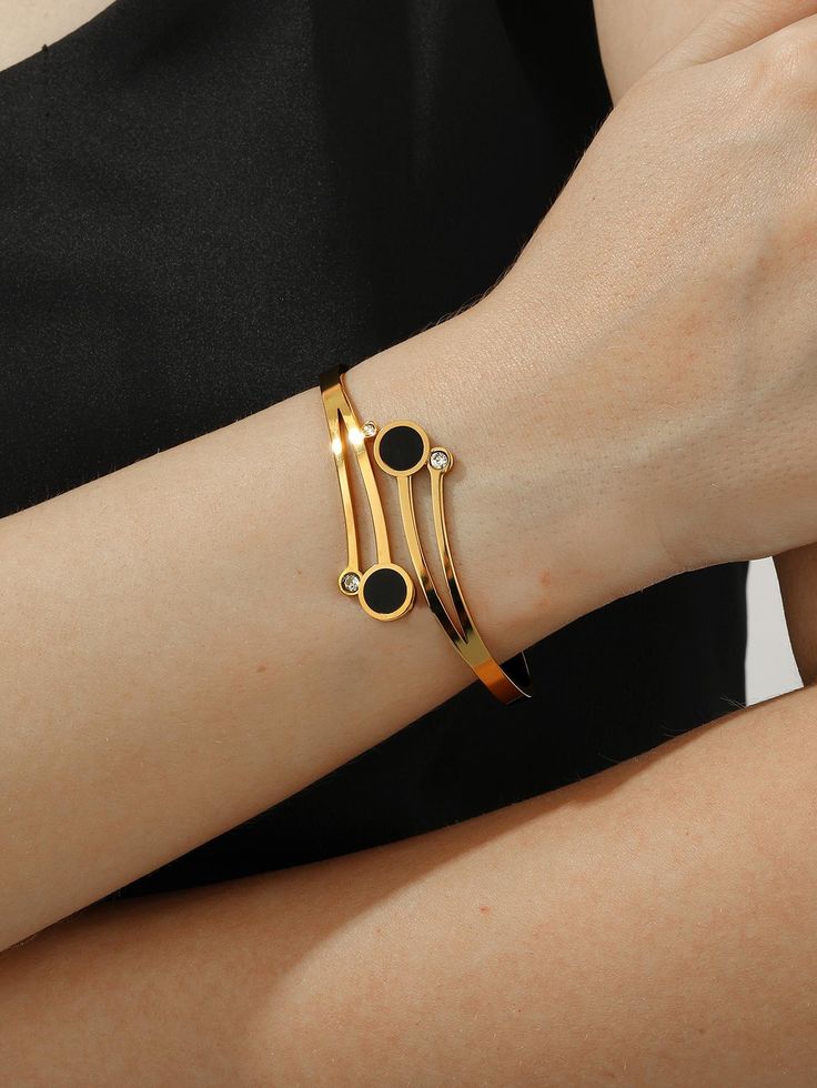 Yellow Gold  Collar  Stainless Steel   Embellished   Women Fashion Jewelry Latest Gold Ring Designs, Gold Kada, Ruby Bangles, Gold Bangles For Women, Ruby Earrings Studs, Pearl Jewelry Design, Black Beaded Jewelry, Magical Jewelry, Gold Ring Designs