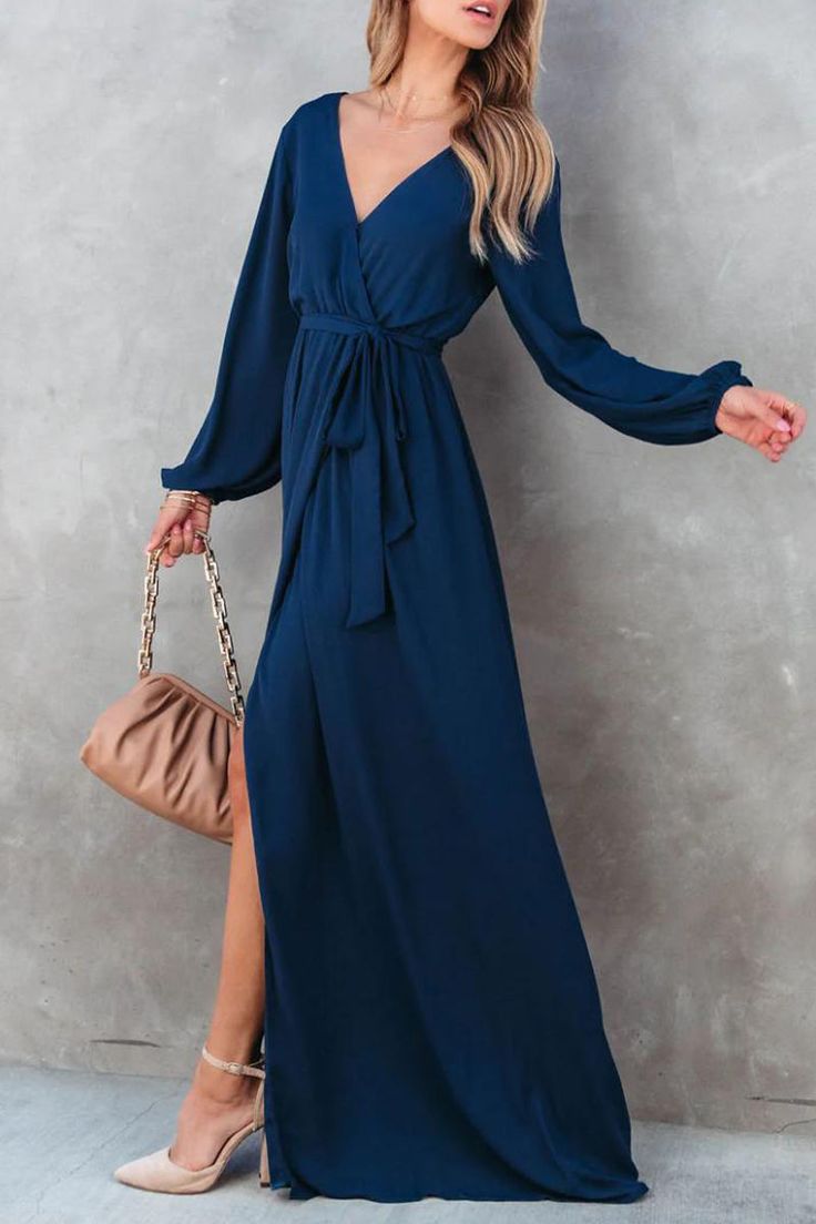 Elegant Solid Solid Color V Neck Dresses V Neck Dresses, Backless Cocktail Dress, Cocktail Bridesmaid Dresses, Backless Evening Dress, Tie Maxi Dress, Fishtail Dress, Tube Top Dress, Chiffon Fashion, Long Sleeve Dresses