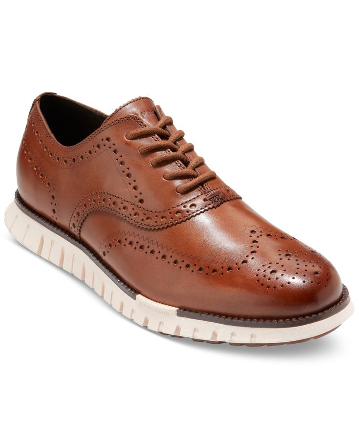 in stock Formal Wingtip Sneakers With Cushioned Footbed, Brown Formal Sneakers With Cushioned Footbed, Elegant Wingtip Sneakers With Removable Insole, Elegant Leather Sneakers With Cushioned Footbed, Classic Slip-on Formal Sneakers, Classic Slip-on Sneakers For Formal Occasions, Formal Wingtip Sneakers With Stitched Sole, Wingtip Oxford Shoes, Cole Haan Zerogrand