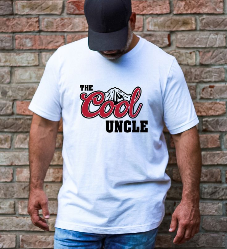 "The Cool Uncle T-Shirt, Funny Uncle Shirt, Cool Uncle Shirt, New Uncle Gift, Uncle Birthday Shirt, Uncle Day Shirt, Baby Announcement Shirt Thank you so much for taking the time to browse my shop. Please feel free to reach out if you have any questions before or after purchasing.  💖 🎨Warning: On products with a print chart in the listing, metallic print colors are printed as matte. We design and cut each graphic out with a soft touch, use matte vinyl and a heat press. The result will last for Father's Day White Pre-shrunk Top, White T-shirt For Father's Day Gift, White Graphic Print Shirt For Father's Day, White Fan Apparel Tops With Lettering, White Crew Neck Shirt For Father's Day, White Letter Print T-shirt As Gift, White Graphic T-shirt For Father's Day, Red Letter Print T-shirt For Father's Day, White Crew Neck Top For Father's Day