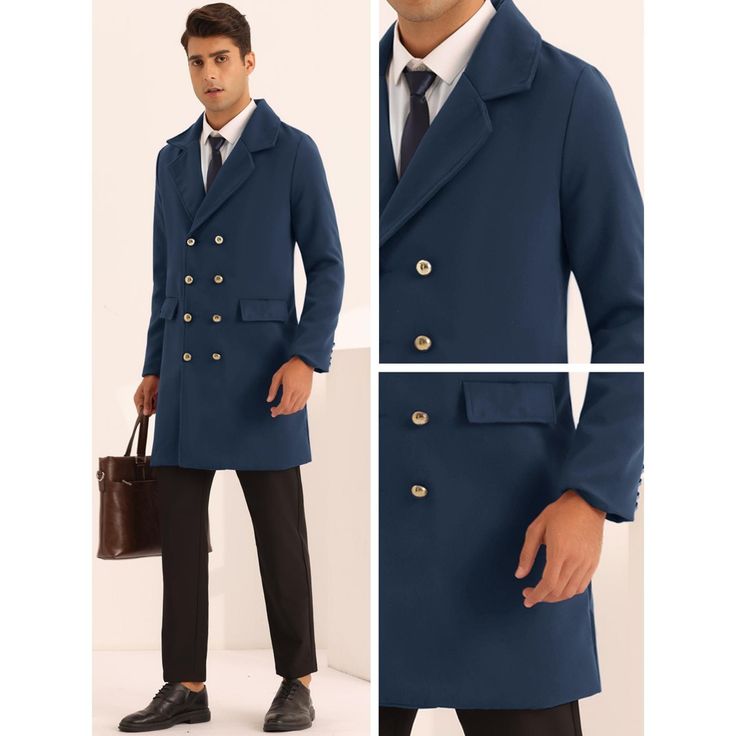 The classic double-breasted trench coat is simple, modern and stylish. Go well with ripped jeans, sweaters and sneakers to make a gentle casual look. The winter solid trench coat is suitable for party, winter outgoing, office, meetings, daily wear and so on. Great gift for your friend, boyfriend, and your father. Casual Double-breasted Business Pea Coat, Casual Double-breasted Pea Coat For Business, Casual Business Pea Coat With Double-breasted Buttons, Double-breasted Business Casual Peacoat For Winter, Winter Business Casual Double-breasted Peacoat, Casual Long Peacoat For Business, Plaid Overcoat, Winter Overcoat, Long Overcoat