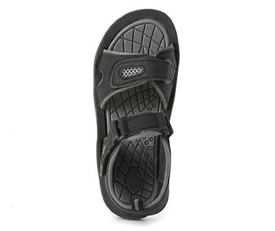 Give your child convenient comfort in a shoe for on-the-go play. These black sandals feature two-strap hook-and loop closures for a secure fit. They provide open, breathable comfort for hot days, while allowing for a lot of fun in the sun. Black Slide Sport Sandals For Outdoor Activities, Black Durable Sport Sandals, Black Sporty Sandals With Adjustable Strap, Durable Sporty Black Sport Sandals, Durable Black Sport Sandals, Black Durable Open Toe Sport Sandals, Durable Black Open Toe Sport Sandals, Durable Black Open Toe Sandals, Casual Durable Black Sandals