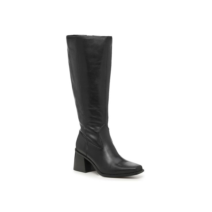 Vince Camuto-Sangeti Wide Calf Boot Lend style and finesse to your look with the Sangeti wide calf boot from Vince Camuto. Made from rich leather in a tall silhouette, this square-toe boot has inside zipper to ensure smooth entry and a flared block heel for augmented appeal. Click here for Boot Measuring Guide. Leather Mid-calf Boots With High Shaft For Fall, Leather High Shaft Mid-calf Boots For Fall, Leather Mid-calf High Shaft Boots For Work, Leather High Shaft Mid-calf Boots For Work, Chic Tall Leather Mid-calf Boots, Leather Tall Heeled Boots For Work, Tall Leather Heeled Boots For Workwear, Chic Leather Mid-calf Boots, Tall Leather Heeled Boots With Reinforced Heel