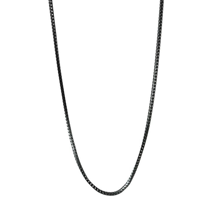 A sophisticated and rare franco link necklace with a rare design. Chain made of silver, plated in luxurious black rhodium. Franco links give this necklace a "tough" nature while it's thin and light weight design soften up its appeal. A distinct black chain necklace that can be knotted for added style. Wear this black necklace with other shorter pendant necklace in gold for a nice contrast. Black Silver Franco Long Layering Necklace Ideal For: Everyday Wear, Special Occasions, Cocktail Hour Measu Lisa Outfit, Black Chain Necklace, Simple Chain Necklace, Short Pendant Necklace, Ring Guide, Concert Outfits, Bruno Mars, Black Chain, Black Necklace