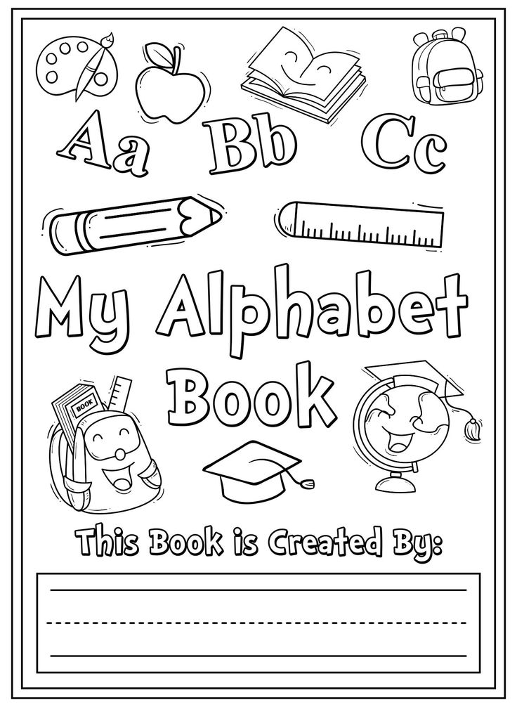 an alphabet book with the letters and numbers on it, in black and white colors