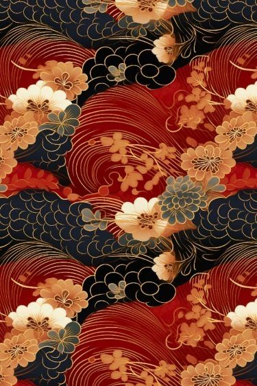 Asian Design Pattern, Chinese Pattern Design, Pattern Journal, Japanese Art Prints, Textile Prints Design, Traditional Japanese Art, Textile Pattern Design, Cover Art Design, Japanese Tattoo Art