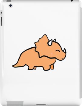 an orange dinosaur with horns on it's back ipad cases / skins - designed for