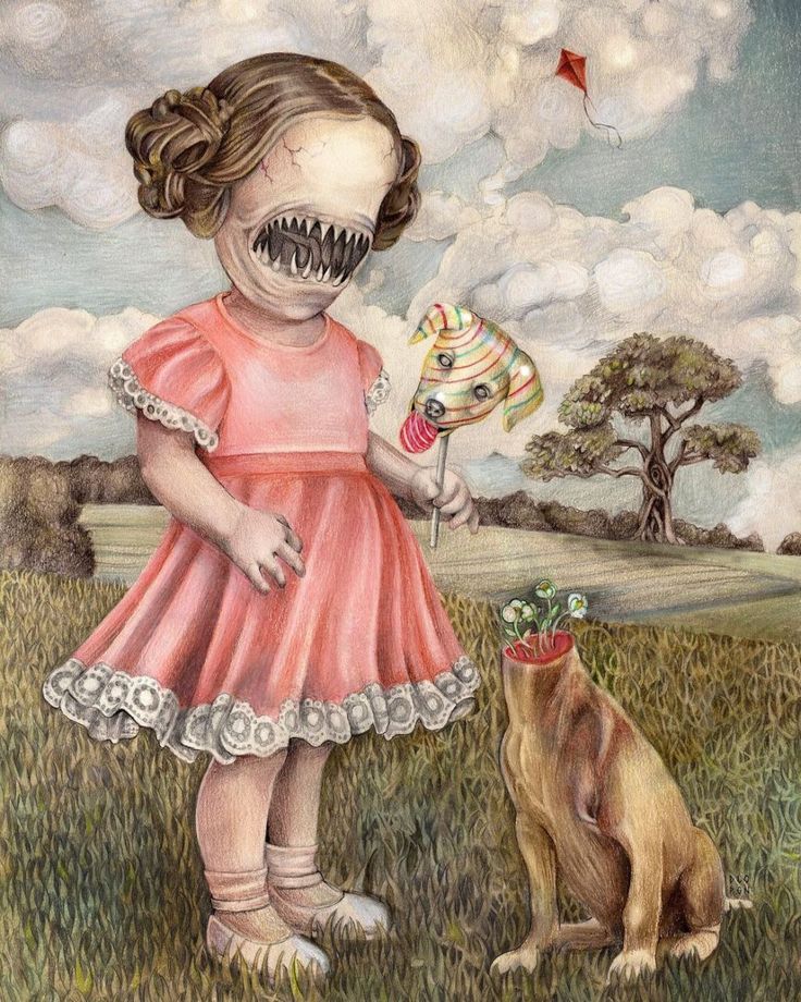 Creepy Core, Horror Vintage, Arte Peculiar, Surrealism Painting, Lowbrow Art, Scary Art, Creepy Art, Pop Surrealism, Art And Illustration