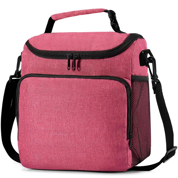 a pink lunch bag on a white background