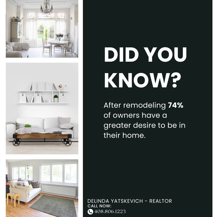 a black and white advertisement with the words did you know? after remodeling 74 % of owners have a greater desire