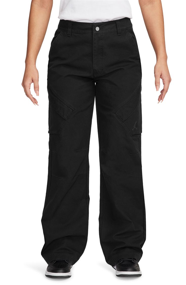 Diamond-shaped cargo pockets bring added utility to these durable cotton twill pants outfitted with knee darts for added structure. 31 1/2" inseam; 21" leg opening; 12" front rise; 15" back rise (size Medium) Zip fly with button closure Front slant pockets; back welt pocket; cargo flap-patch pockets 100% cotton Machine wash, line dry Imported Nordstrom x Nike: A curated lifestyle destination where fashion is the ultimate sport Techwear Full-length Work Pants With Cargo Pockets, Fall Techwear Cotton Cargo Pants, Techwear Full Length Cotton Cargo Pants, Fall Techwear Cargo Jeans With Straight Leg, Techwear Cotton Cargo Pants With Tapered Leg, Fall Techwear Straight Leg Cargo Jeans, Techwear Style Tapered Leg Cotton Cargo Pants, Fall Straight Leg Techwear Cargo Jeans, Techwear Style Full-length Cotton Cargo Jeans