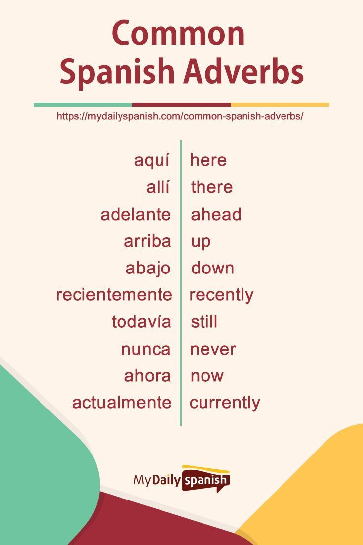 the spanish words are in different colors