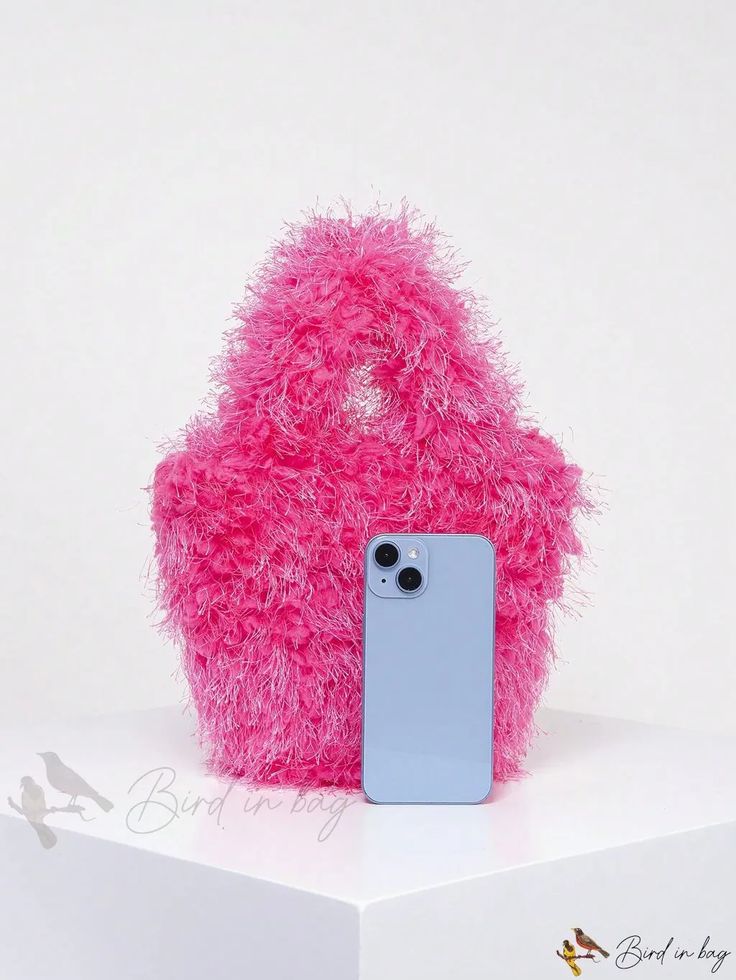 Bird in Bag - Fuzzy Pink Square Bag Trendy Pink Box Bag For Shopping, Pink Bucket Bag For Parties, Pink Bucket Bag For Party, Trendy Pink Bucket Bag With Mobile Phone Holder, Trendy Pink Bucket Bag With Phone Holder, Trendy Rectangular Pink Bucket Bag, Trendy Rectangular Bucket Bag For Shopping, Trendy Pink Pouch Box Bag, Trendy Top Handle Bucket Bag For Party