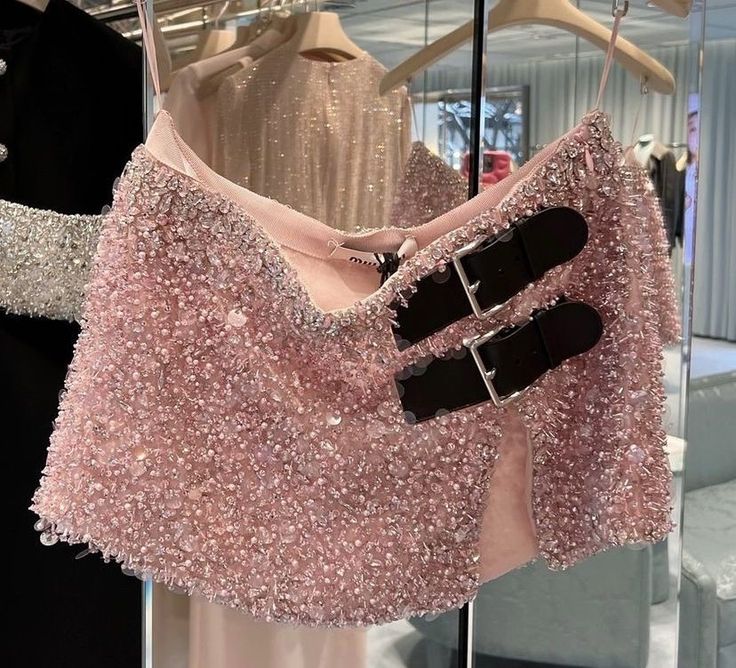 Miu Miu skirt Pink Sequin Skirt Outfit, Miumiu Skirt, Mini Miu, Pink Mini Skirt Outfit, Sequin Two Piece, Sequin Skirt Outfit, Miu Miu Skirt, Miu Miu Dress, Sequin Mini Skirt