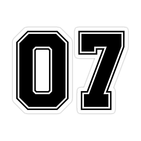 the number seventy sticker is shown in black and white, with an o on it