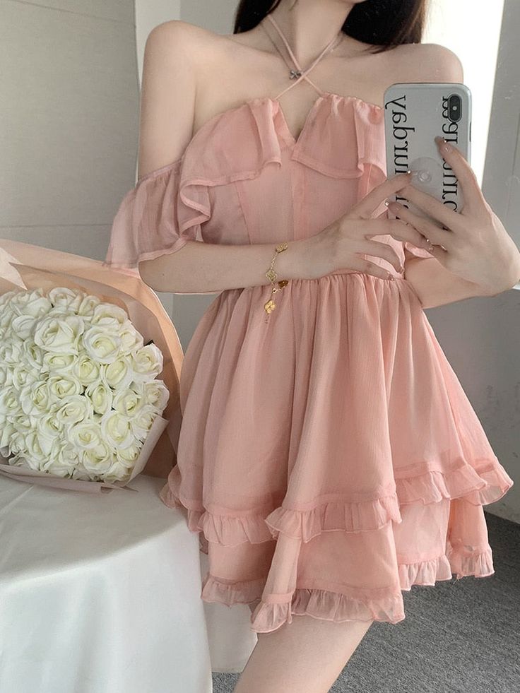 Elegant Boho Dress, Fluffy Dress, French Women Style, Dress Party Night, Lace Chiffon, Beach Wear Dresses, Pink Ruffle, Fairy Dress, Sleeve Dresses