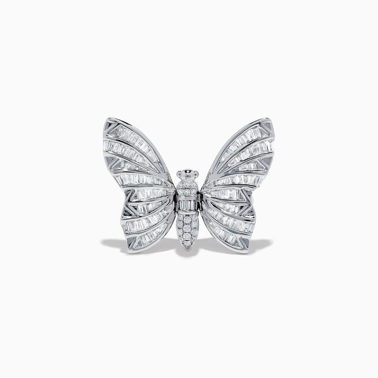 Effy 14K White Gold Diamond Butterfly Ring Diamond Butterfly Ring, Diamond Butterfly, Ankle Chain, Butterfly Ring, Effy Jewelry, White Stone, Ring Bracelet, Cute Jewelry, White Gold Diamonds