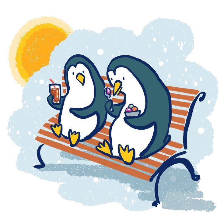 Penguins Having Snacks | Children's Illustrators | Children's Books Illustrator Portfolio, Children's Illustration, Picture Books Illustration, Kids Study, Bird Artwork, Books For Kids, Artist Portfolio, Childrens Illustrations, Children's Book Illustration